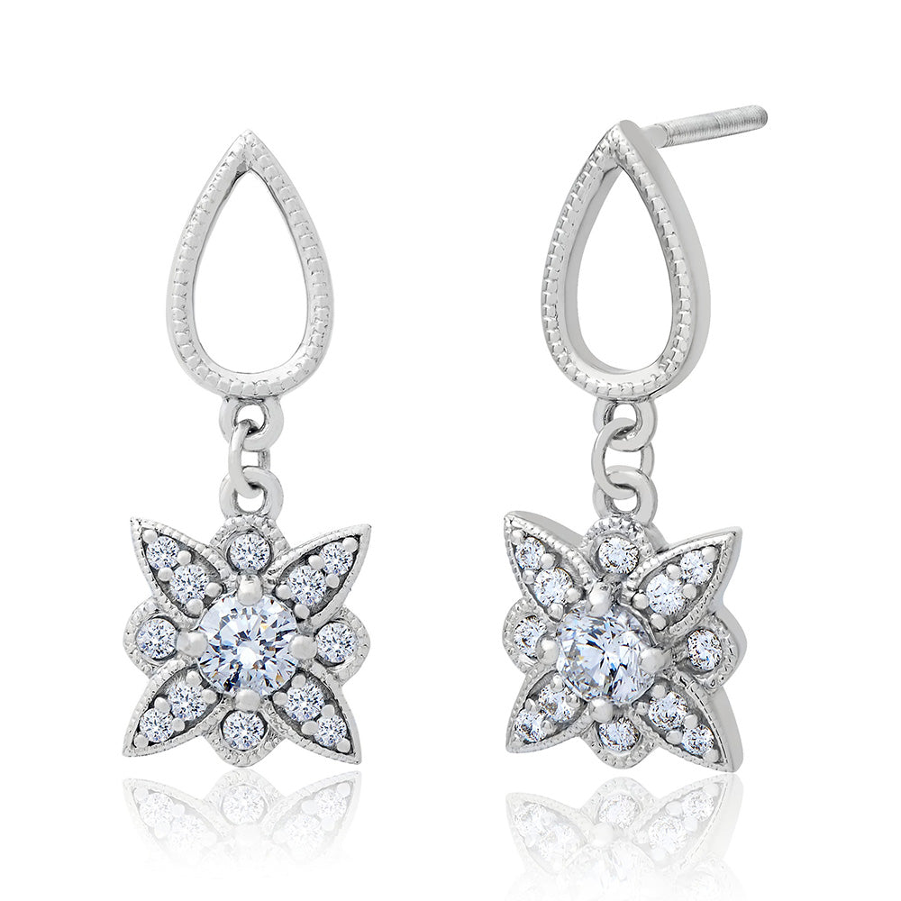 Etoile Diamond Dangle Stud Earrings in 18K Gold