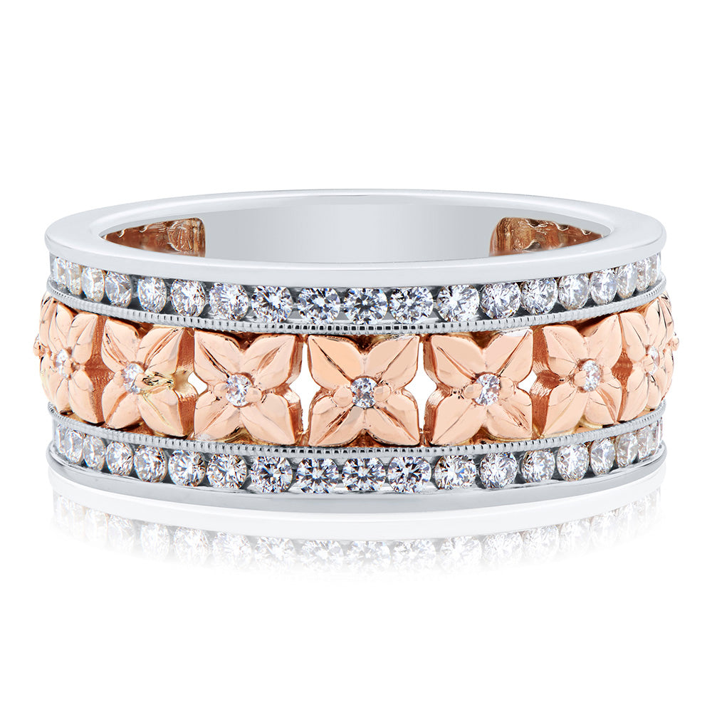 Florette Diamond Ring in 18K White & Rose Gold