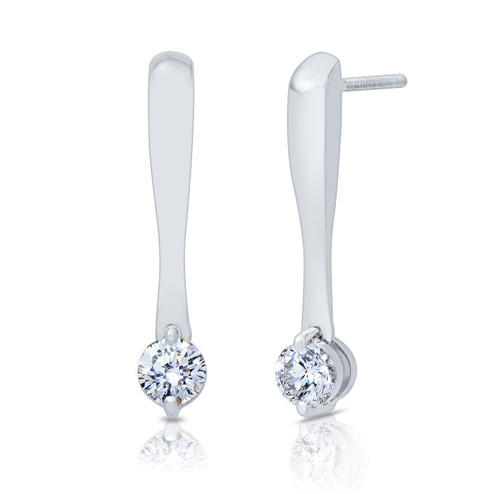 Lys Diamond Drop Stud Earrings in 18K White Gold