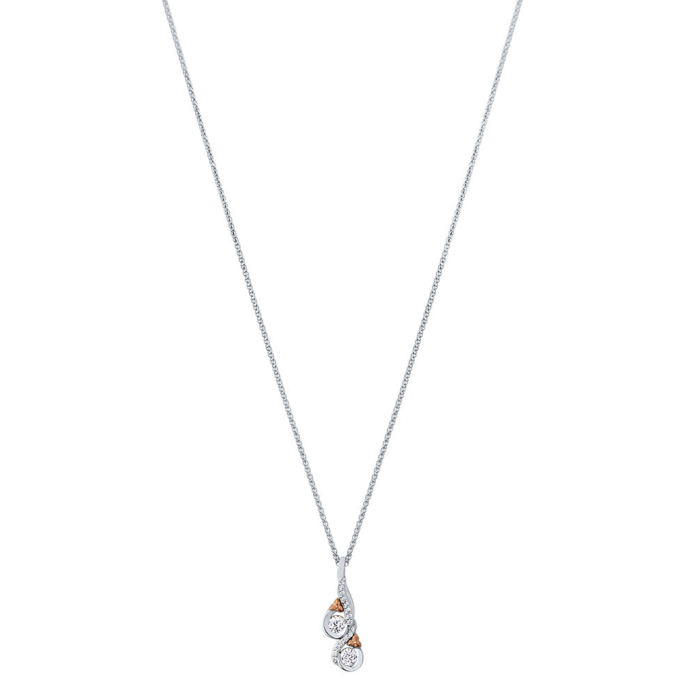 Love & Cherish Diamond Pendant Necklace in 18K White & Rose Gold