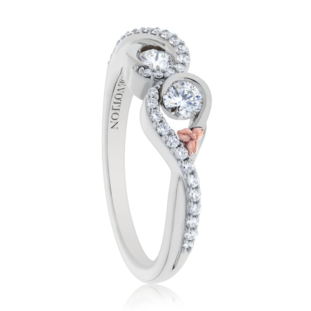 Love & Cherish Diamond Ring  in 18K White & Rose Gold