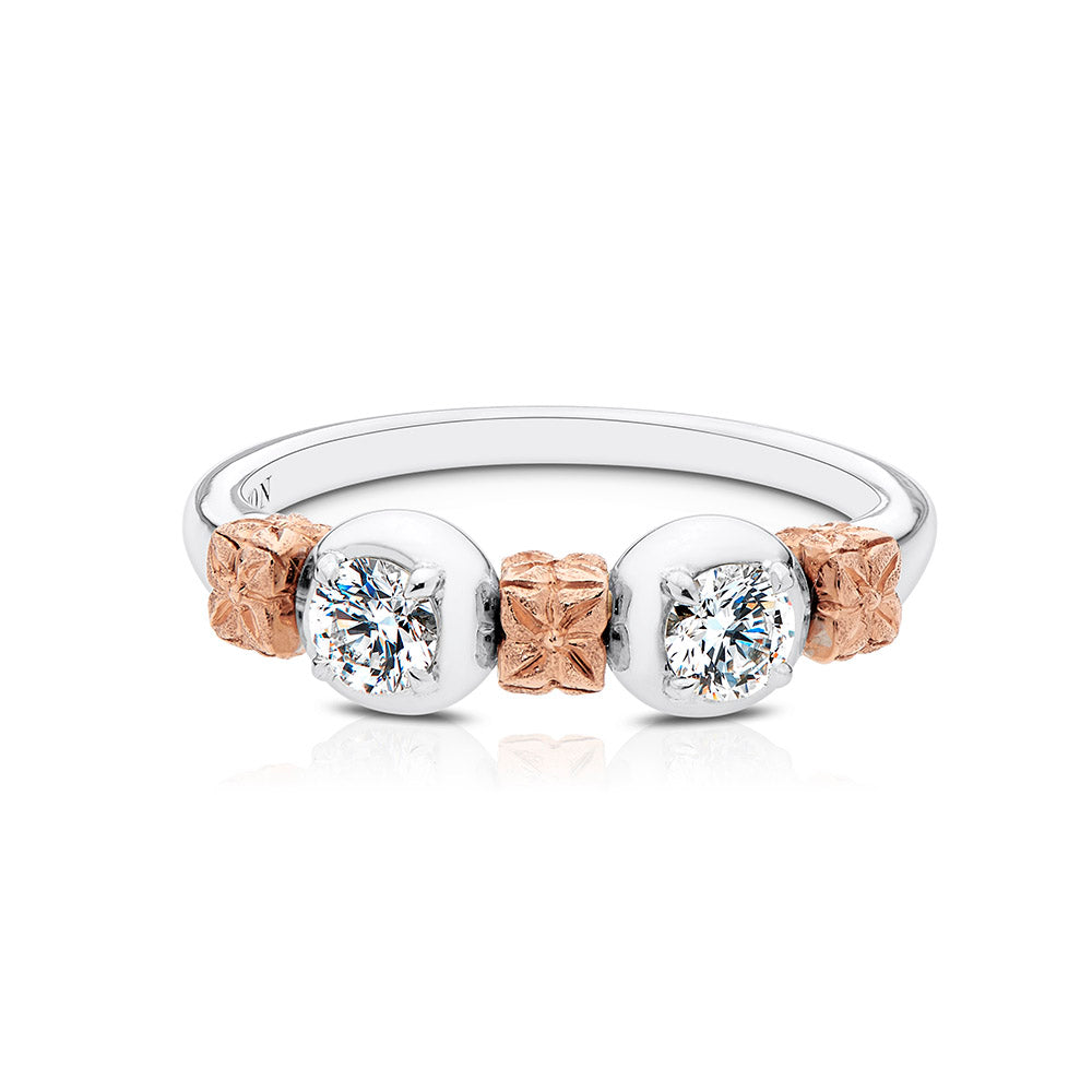 Florette Diamond Ring in 18K White & Rose Gold